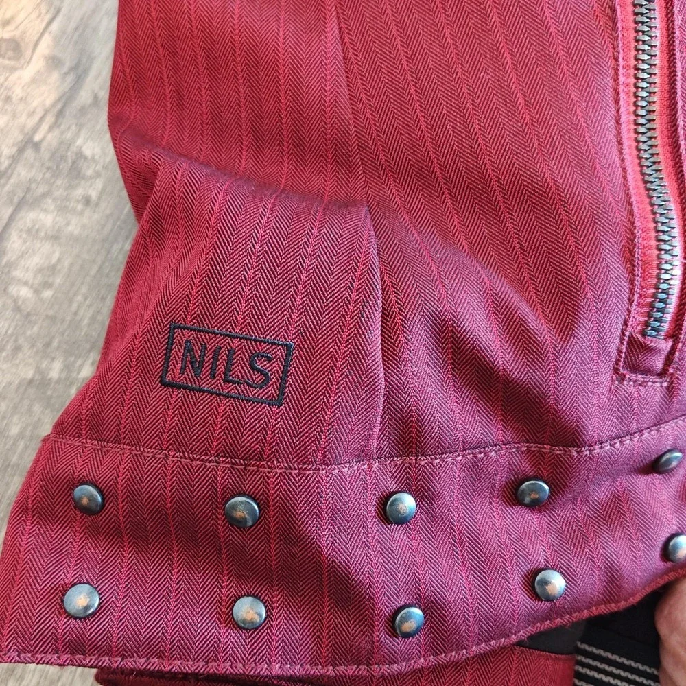 NILS Ski Snow Jacket Womens 6 Red‎ Hooded Waterproof 10k Breathable Herringbone